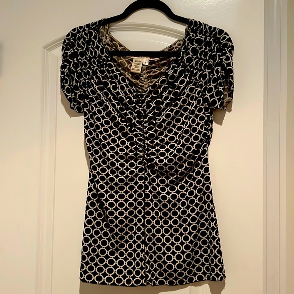 Max Studio black and cream print top.